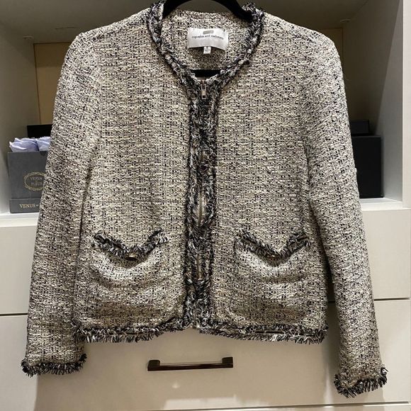 cupcakes & cashmere Belicia Fringe Jacquard Grey Jacket - Picture 3 of 13